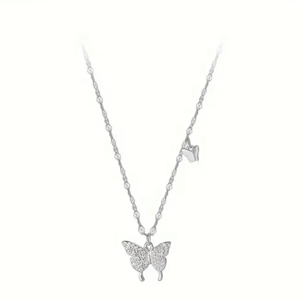 Silver Butterfly Pendant Necklace
